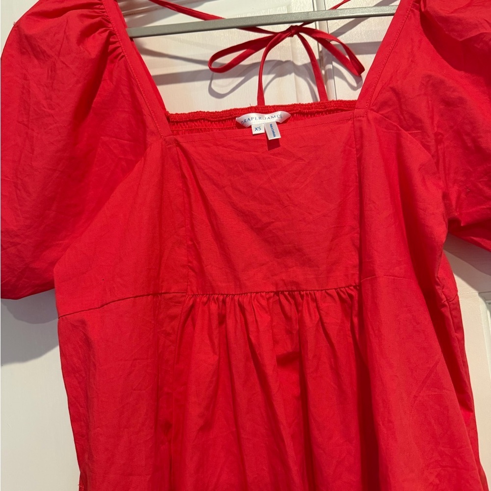 Draper James Vibrant Red Puff Sleeve Dress - Picture 4 of 5